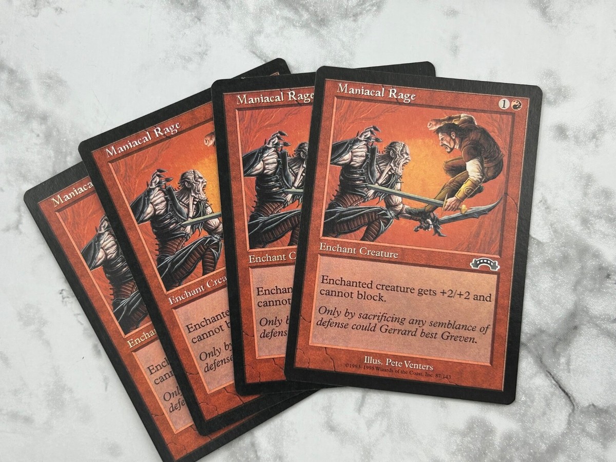4x Maniacal Rage x4 Exodus - MTG Magic the Gathering - 4 Card Playset- NM
