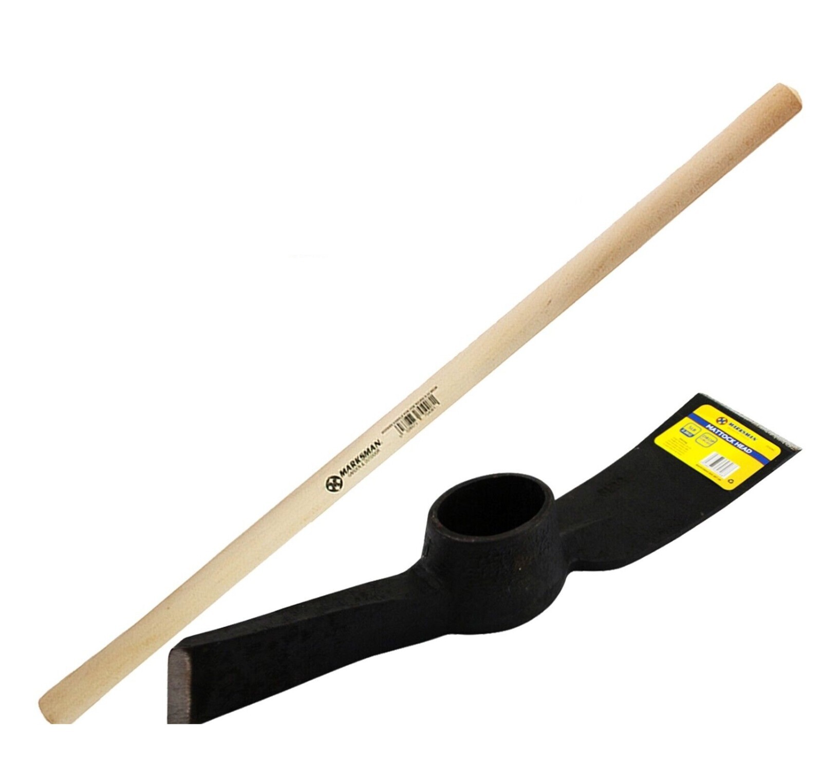 90CM MARKSMAN WOODEN Beech Handle & 5LB MATTOCK HEAD PICK AXE Garden ...