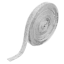 Self Adhesive Rhinestone Strips, 4 Yards Crystal Rhinestone Ribbon, Silver
