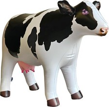 Jet Creations 37" Long Inflatable Cow Toys, Milk White Lifelike Blow-Up Cow Toy 