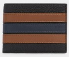 COACH 'Slim Billfold Wallet w/ Varsity Stripe' Men's Pebble & Smooth Leather NEW