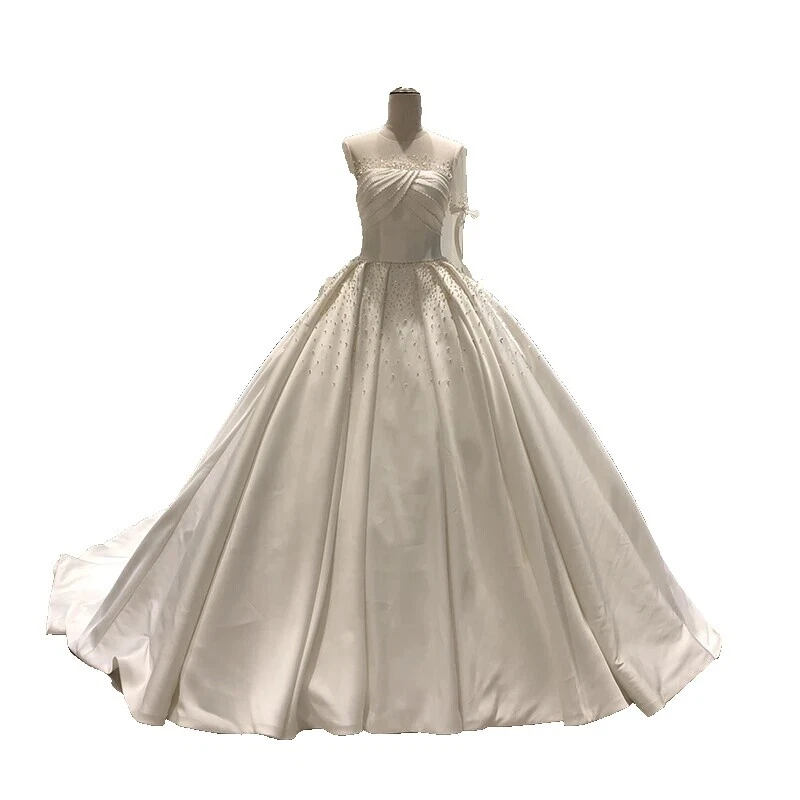 Satin Short Sleeve Ball Gowns Wedding Dresses