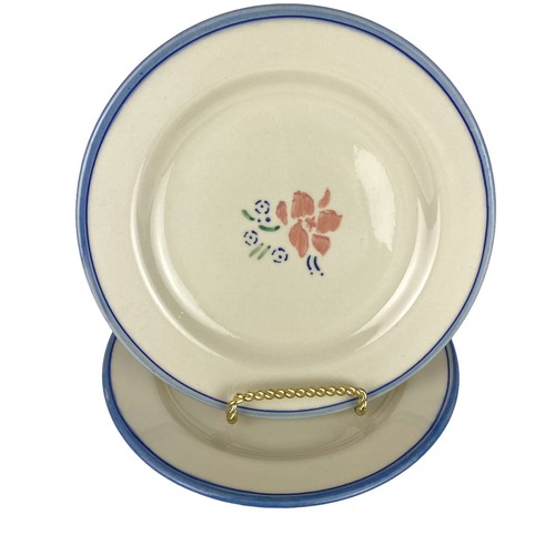 Longaberger Hartstone Pottery Rare Salad Plates 7 3/4” Meadow Blossoms Set 2 - Picture 9 of 9