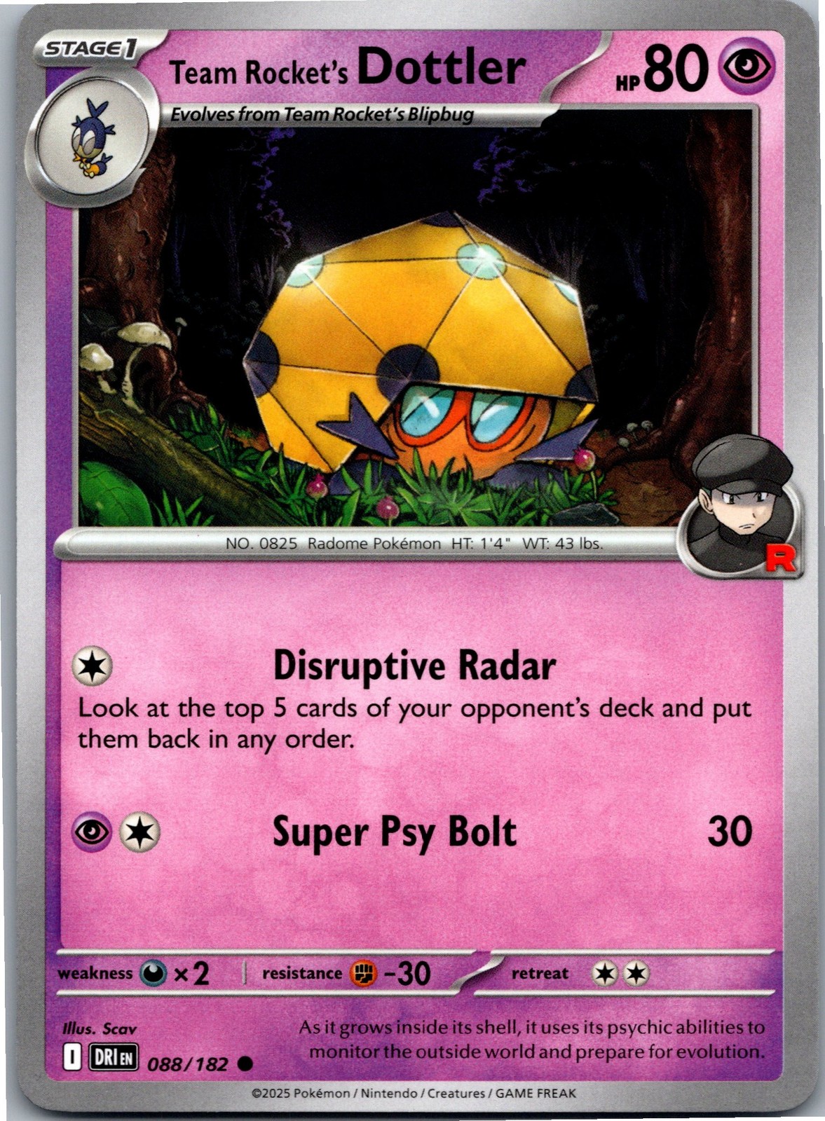 Team Rocket's Dottler Common SV10: Destined Rivals 088/182 Near Mint