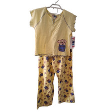 Yikes nwt vintage pajamas womens Large yellow Monkey monkies flannel pants tee