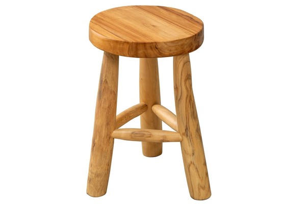 Sitzhocker Dreibein Teakholz Natur B: 30 Cm Massiv Landhaus Hocker Beistelltisch-image