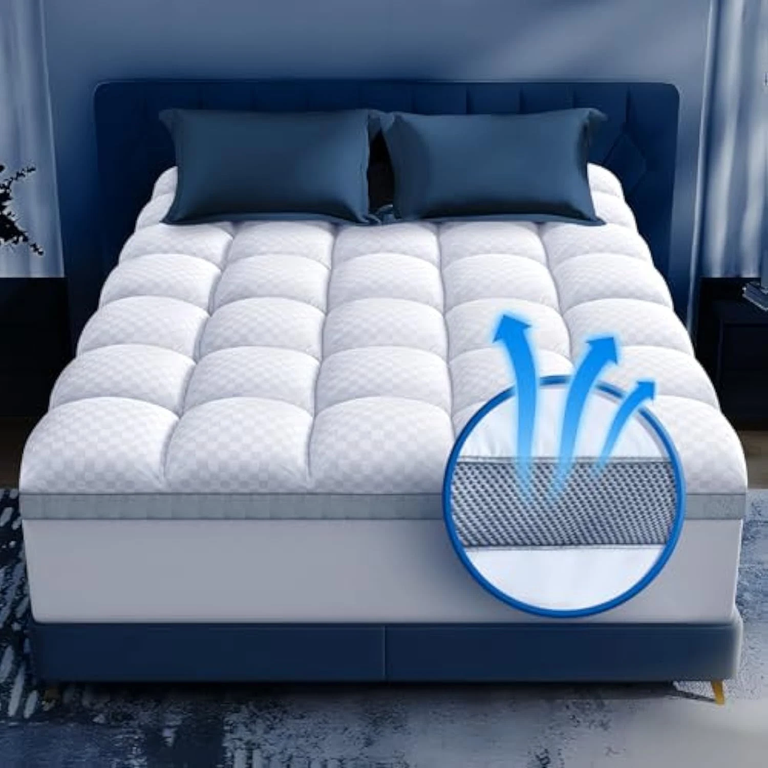 Premium Memory Foam Mattress Topper King for Ultra Comfort, 2 Inch Plush Pillow