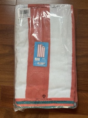 NWT Member's Mark Cabana 2 Pack Beach Towels, 40'' x 72'' Cabana Orange Teal NWT