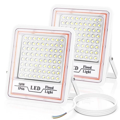 LeKaufen 2 Pack Outdoor Security Lighting, 50w LED Floodlight 5000 Lumen Wall