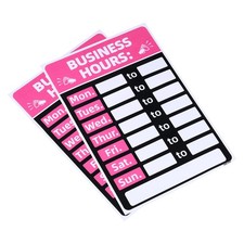 Business Hour Sign, 2pcs PVC Operation Hour Sticker Door Decor, Pink