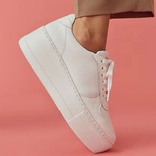 Russell & Bromley White Leather Flatform Park lace Up trainers Shoes 37 EU 4 UK
