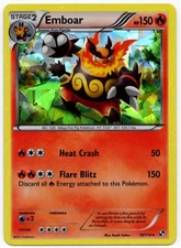 Pokemon - Black and White Cracked Holo Rare Emboar 019/114 LP
