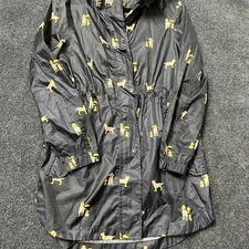Joules Rain Jacket Womens 6 Navy Dog Print Right As Rain Packable Hooded