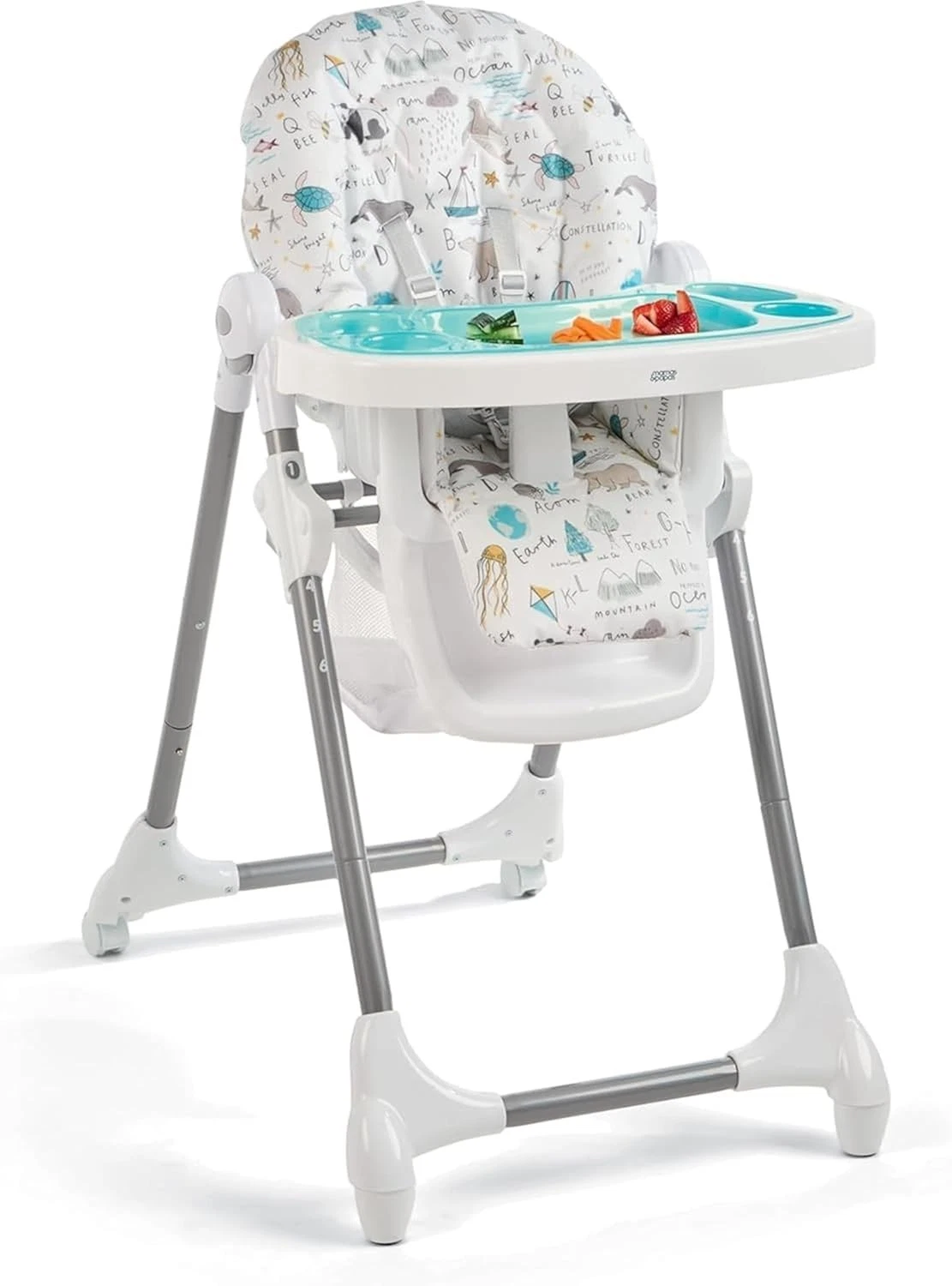 Adjustable Baby High Chair with Removable Tray, Reclining Foldable Highchair,