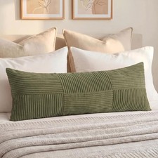 Set of 1 Olive Green Boho Long Lumbar Body Decorative Throw Pillow Cover 14x36