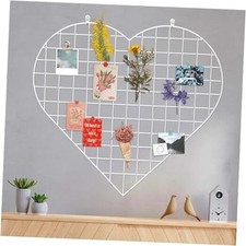 Grid Photo Wall Panels - 22.4"x20.4" Heart Shape Iron Rack Art Wire White