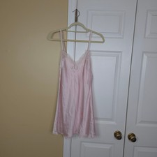 Victoria's Secret Y2K Sateen Lace Trimmed Slip Sleep Dress in Blush Size M