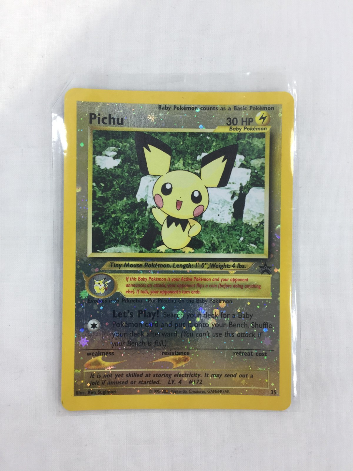 2001 Pokemon Black Star Promo Reverse Holo Card 35 Pichu NM Unplayed
