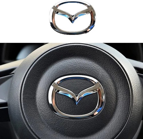 Chrome Silver Car Steering Wheel Emblem Logo Badge for Mazda 3 6 CX-3 CX-5 CX-9 - Picture 1 of 3