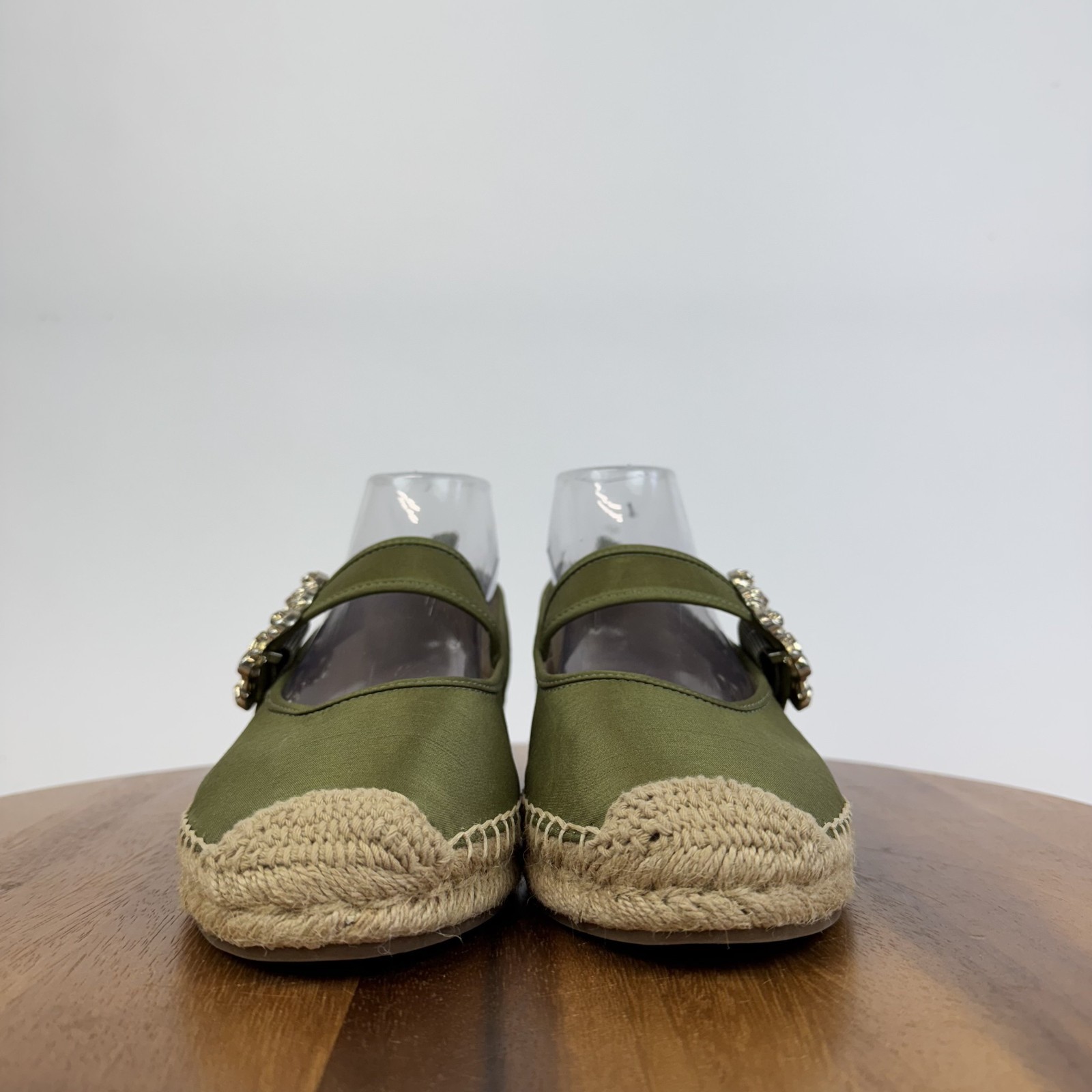 New Womens Sam Edelman Maddy Green Espadrille Mary Jane Flats Size 10 M NWOB