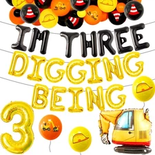 I'm Digging Being 3 Construction 3rd Birthday Party Decorations for Boys