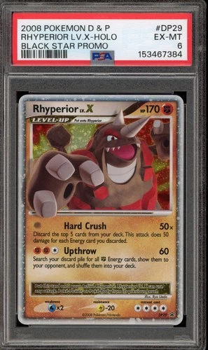Pokemon Rhyperior Lv.X Black Star Holo Promo DP29 PSA 6