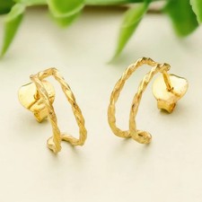 Twisted Rope Hoop Earrings, Gold Plated Minimalist 925 Sterling Silver Earrings,