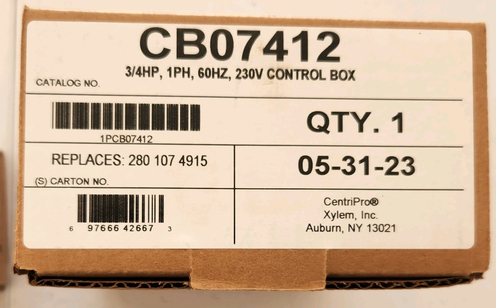 CB07412 Goulds 3/4HP Quick Disconnect Control Box 230V