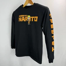 Naruto Anime Long Sleeve Crew Neck Shirt Mens Medium Black 100% Cotton *READ