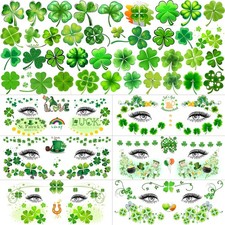 16 Sheets St. Patrick's Day Temporary Tattoos Green Shamrock Small, Colorful
