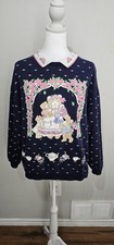 Spumoni vintage collared sweatshirt L Navy Blue Pink The 3 Bears Relaxed fit