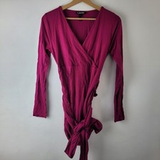 Isabella Oliver Women Size 3 Purple Wrap Ruched Maternity Top Basic Casual Smart