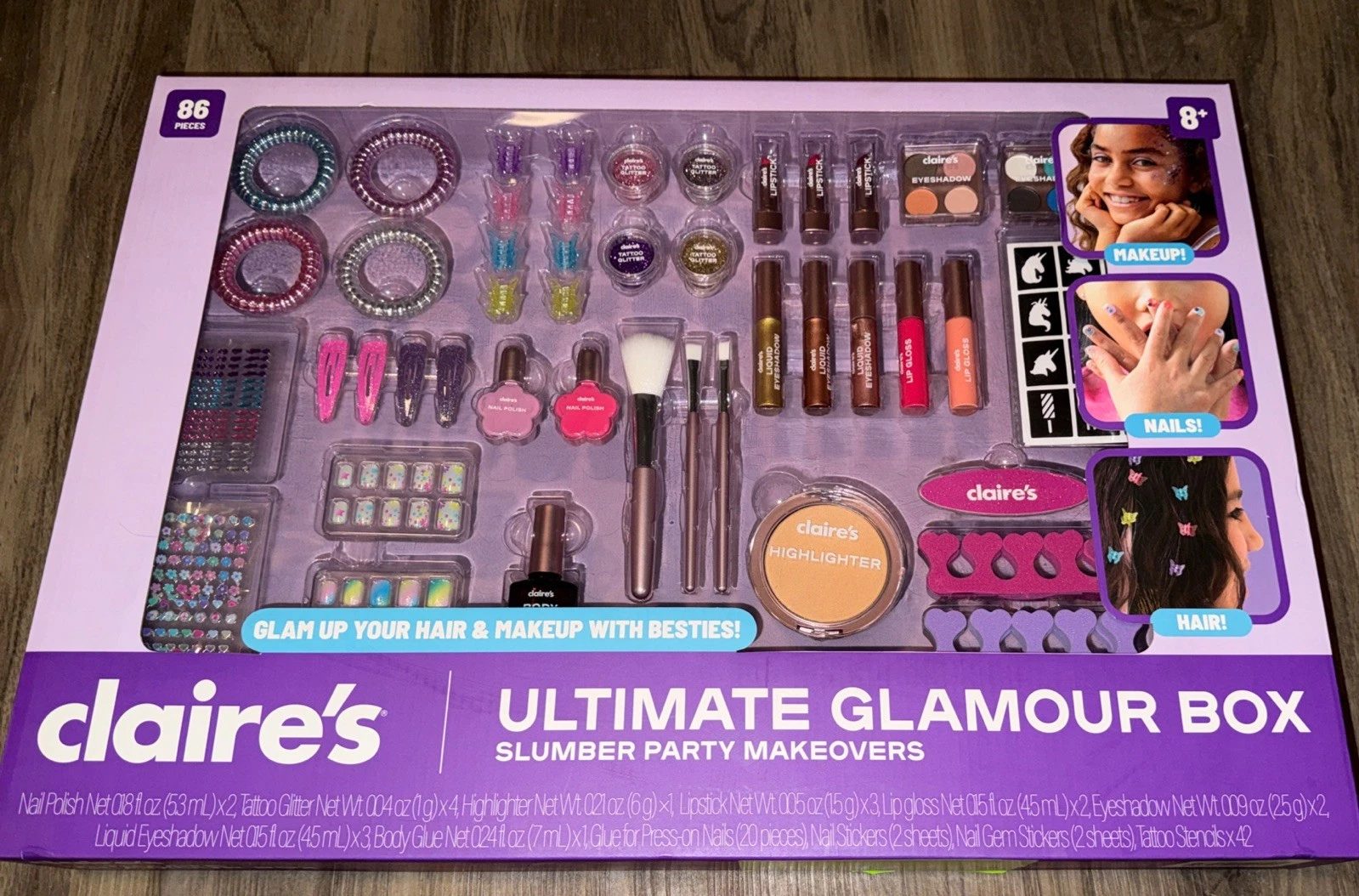 Claire's Ultimate Glamour Box Slumber Party Makeovers Makeup Kit