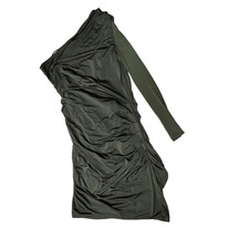 Express Women s One Shoulder Long Sleeve Body Contour Dress Sz Small Green