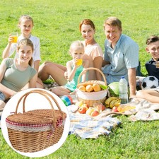 Small Picnic Basket with Lid for Car Trunk Wicker Baskets Bulk Beach Woven