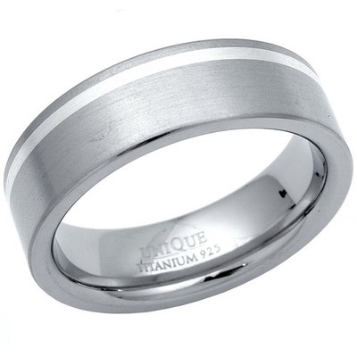 NEU 7 mm Titan & Silber Satin Ring Größe X Schmuck