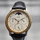 Seiko Moon Phase Watch Men 34mm Ivory Dial Gold Tone Daydate 7F39-6029 New Batt