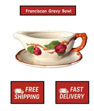 Franciscan Apple Gravy Boat Bowl with Attached Underplate TV Backstamp USA