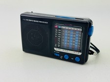 9 Band World Radio AM FM TV SW DX Local Analog Receiver Black w/ AUX Audio Jack