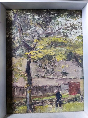 Textured Oil Painting – Impressionist Landscape Scene - Impasto paint - Gardener - Picture 7 of 11