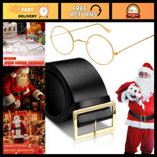 Gold Rimmed Round Santa Claus Glasses Belt - 3.15" Wide Costume Accessories fo