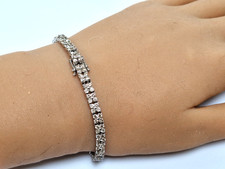 18ct White Gold 5ct Natural Diamond Tennis Cluster Bracelet 15.7g - Mint Cond