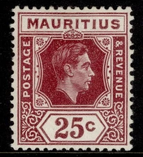 MAURITIUS GVI SG259b, 25c brown-purple, M MINT.