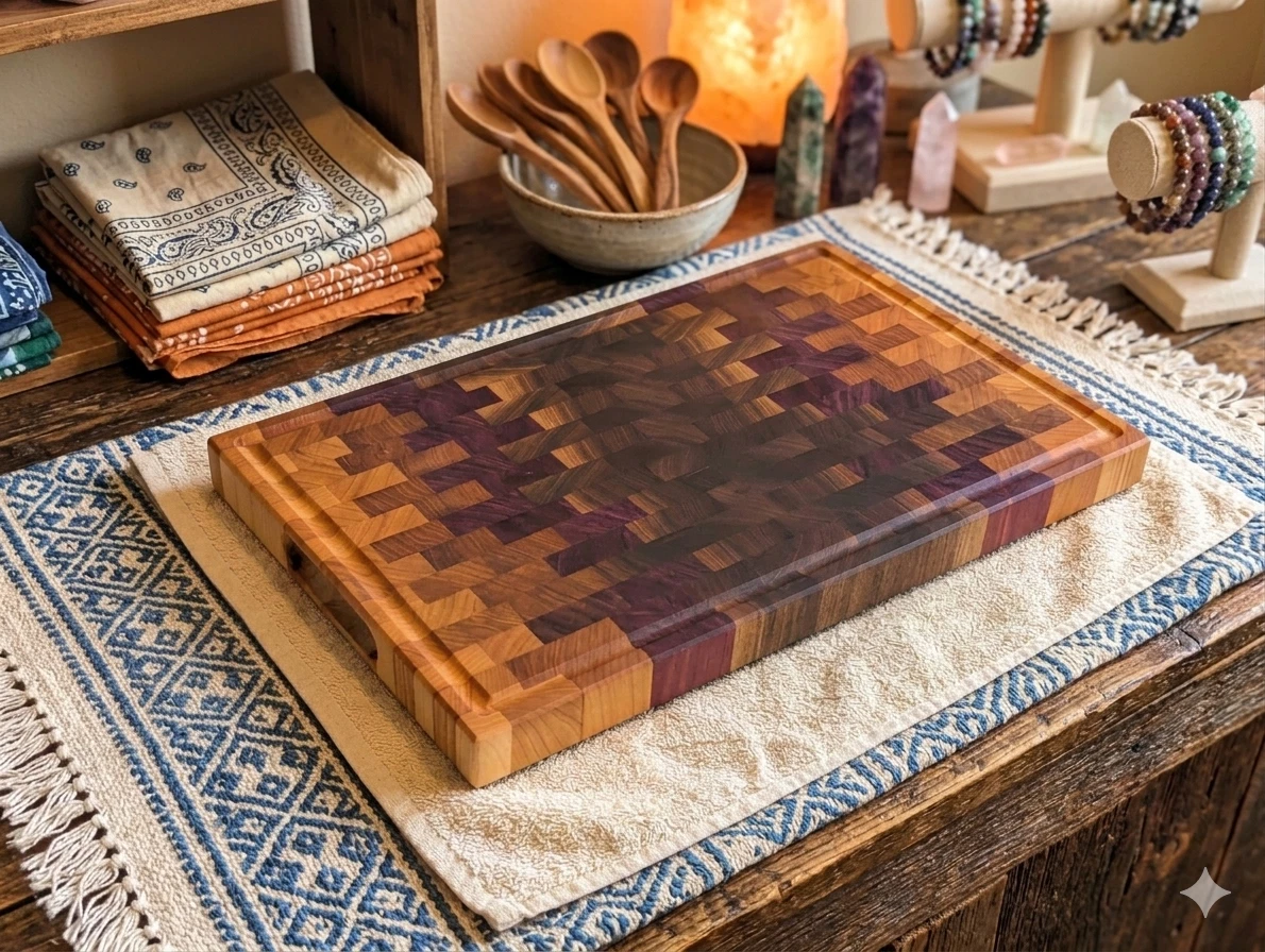 Ombre Style End Grain Cutting Board. juice groove & handles, butcher block
Opens in a new window or