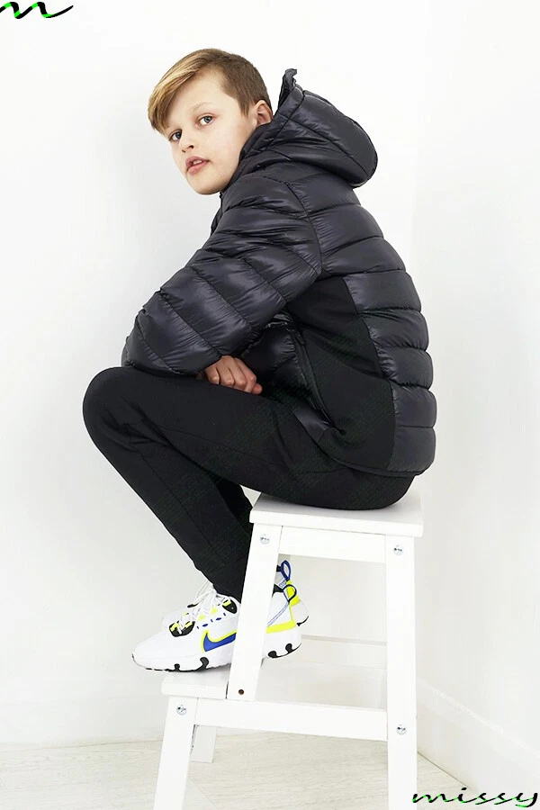 NEW BOYS COATS KIDS BACK TO SCHOOL HOODED JACKET WINTER WARM COAT SIZE 7 T0 13 - Image 3 of 4