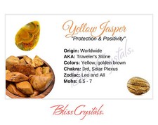 YELLOW JASPER Crystal Information Card, Double sided #HC63