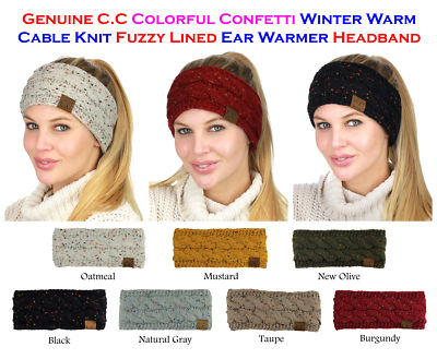 NEW! CC Head Band Colorful Confetti Cable Knit FUZZY LINED Ear Warmer Head  Wrap