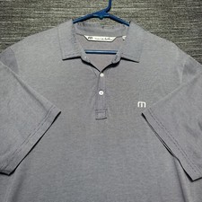 Travis Mathew Polo Shirt Men's L Purple Striped Short Sleeve Golf