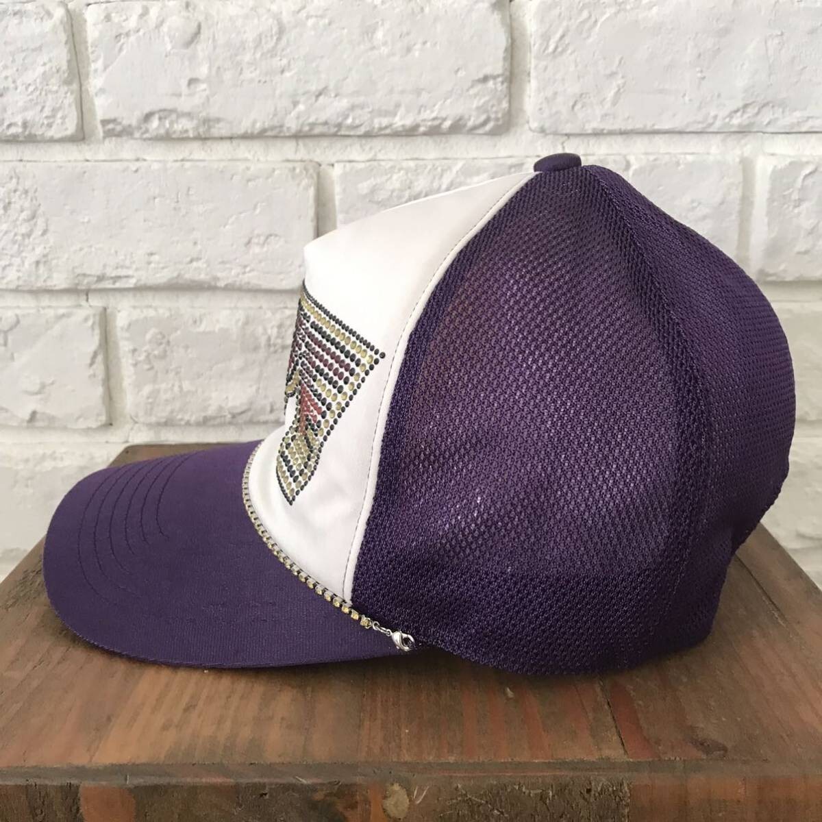 BAPE KISS LOGO Swarovski trucker hat cap purple A Bathing Ape image 5