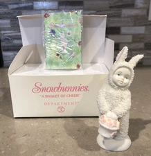 Snowbabies Dept 56 Snowbunnies  "A Basket Of Cheer" Easter Figurine 2000-NIB